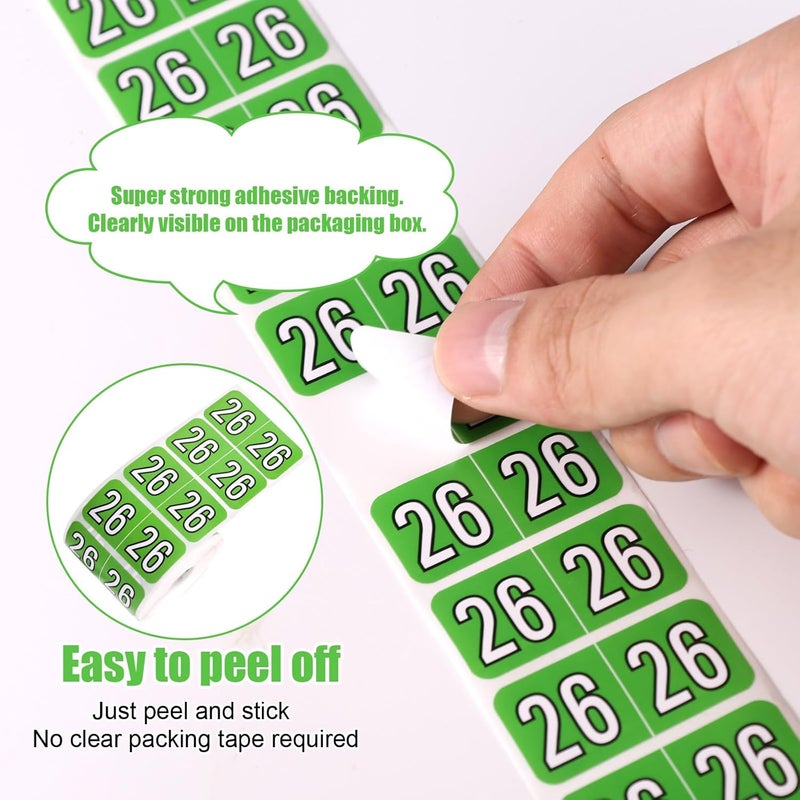Sinbana 500pcs 2026 Year Stickers, 3/4x1-1/2 Inch File Folder Labels 26 Year Colored Self-Adhesive Medical Chart Number Stickers for Tab File Folders Office Supplies (Light Green) - Image 5